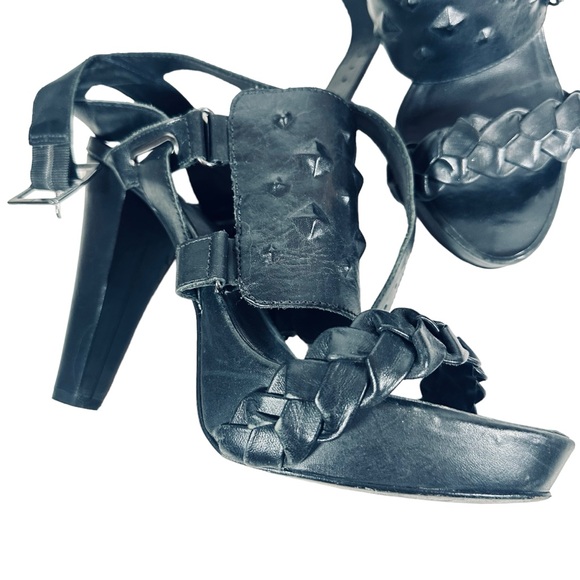 Sexy platforms with rocker edge by Pour La Victoire studded braided straps 9.5 - Picture 3 of 7
